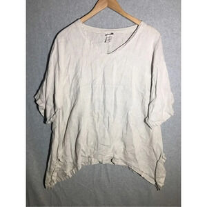 Womens Match Point Blouse V Neck Linen A Line Boxy Slouchy Oversize Lagenlook